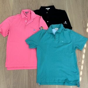 Peter Millar BUNDLE Men’s Size Small Golf Polo Shirt Preppy Pink Teal Black
